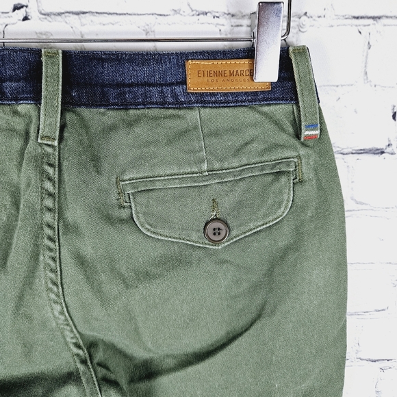 ETIENNE MARCEL | Military color block cropped ankle slim fit utility pants - Picture 4 of 12